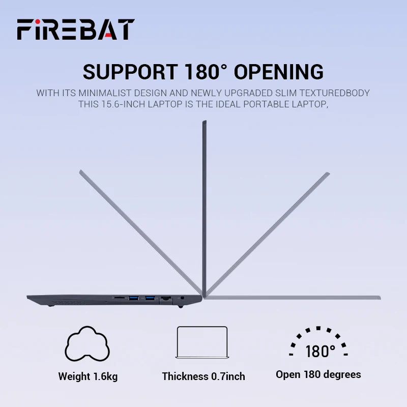 Firebat High Quality 15.6 Inch N150 Laptop with 16GB RAM 1TB SSD Intel Quad Core Windows 11 System Brand Laptop
