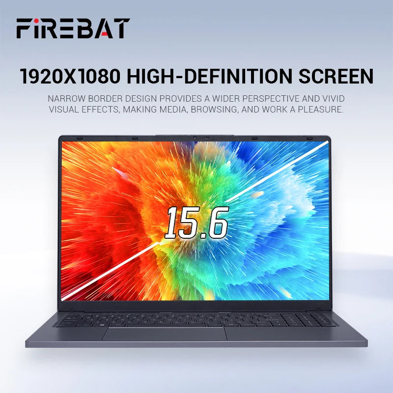 Firebat High Quality 15.6 Inch N150 Laptop with 16GB RAM 1TB SSD Intel Quad Core Windows 11 System Brand Laptop